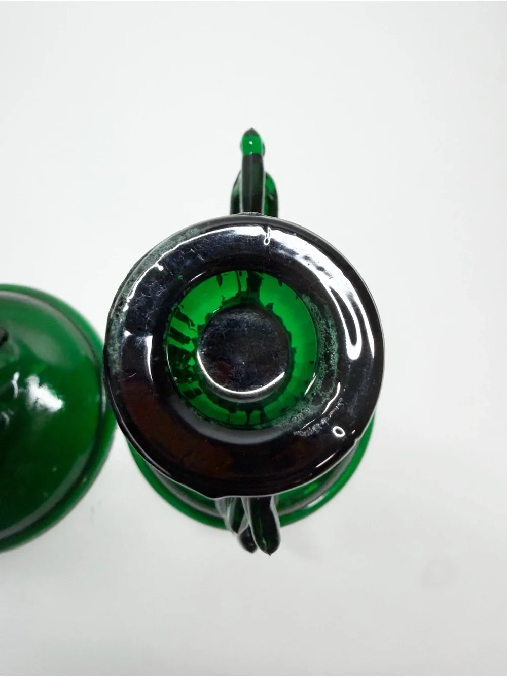 Vintage Emerald Green Glass Angel Taper Candle Holders